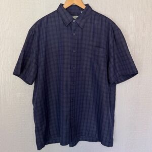 Milano Bay Mens Large Blue Plaid Short Sleeve Button Up Island Style Shirt L EUC